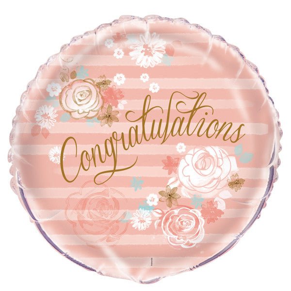 Floral "Congratulations" Foil Balloon 45cm - The Party Marketplace