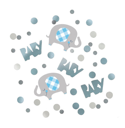Floral Elephant Baby Shower Blue Confetti (14g) - The Party Marketplace