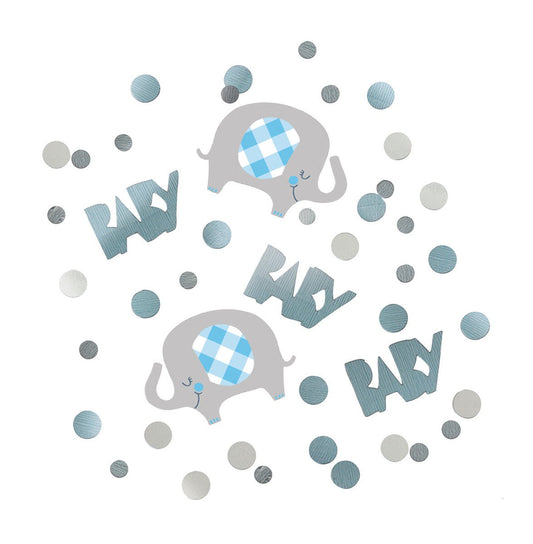 Floral Elephant Baby Shower Blue Confetti (14g) - The Party Marketplace