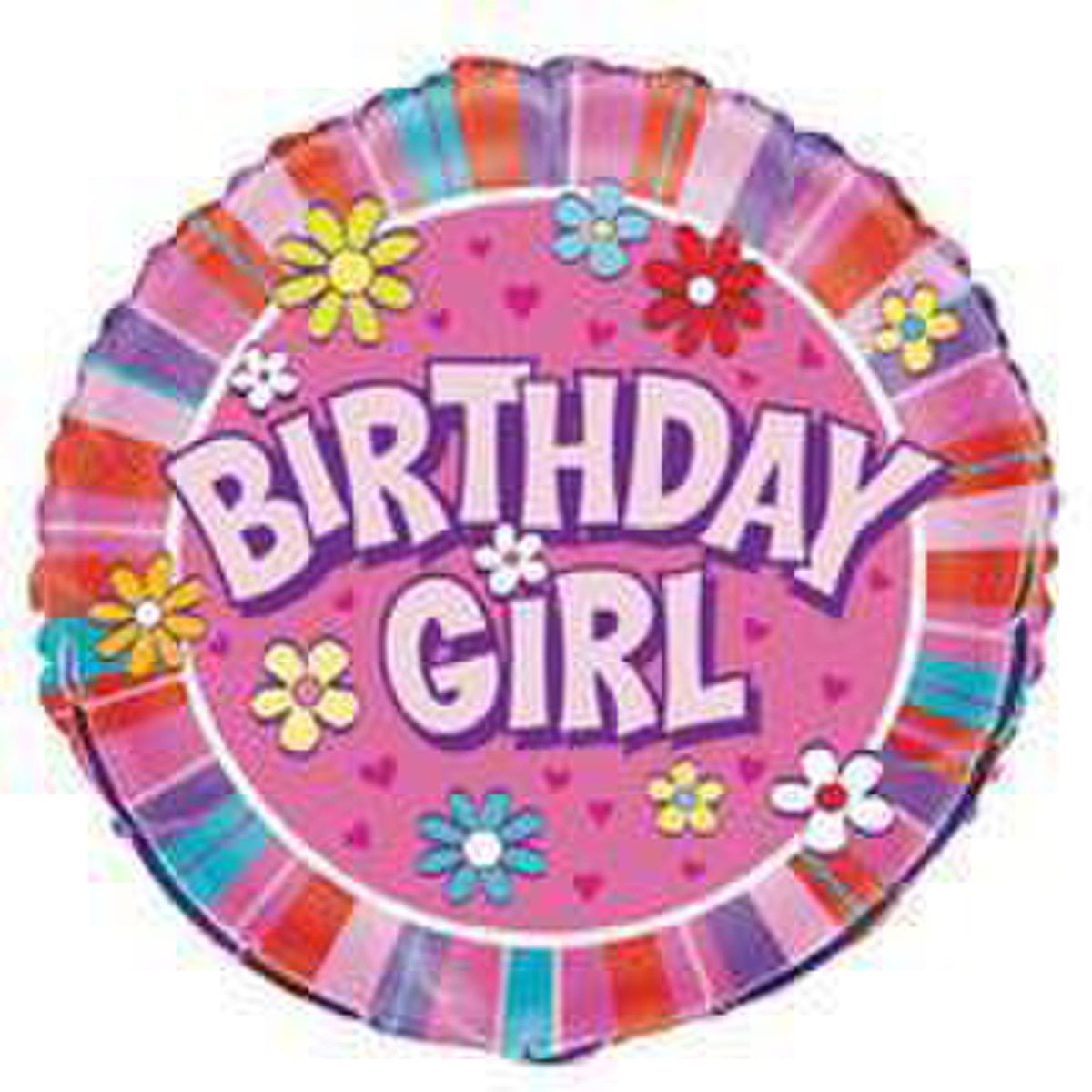 Flower Power "Birthday Girl" Foil Balloon 45cm - The Party Marketplace