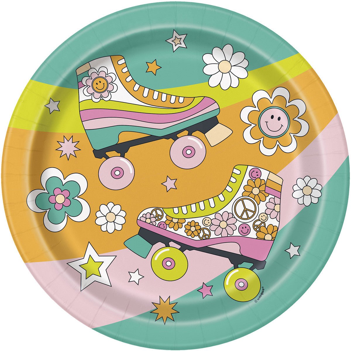 Flower Power Birthday Paper Plates 23cm (Pack of 8) - The Party Marketplace