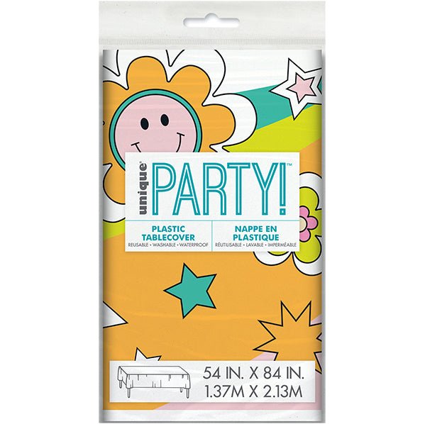 Flower Power Printed Tablecover 137cm x 213cm - The Party Marketplace