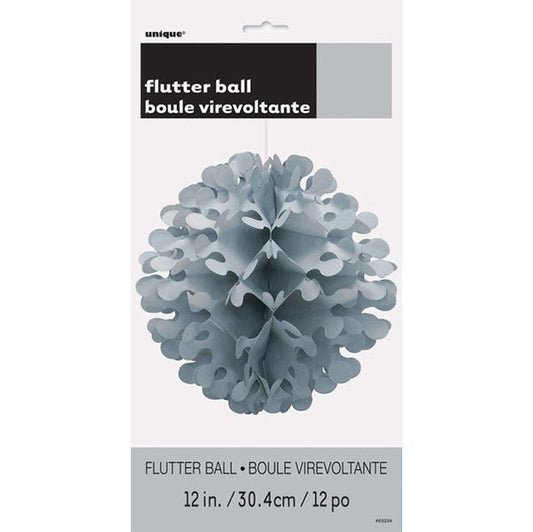 Flutter Ball - Silver 30cm - The Party Marketplace