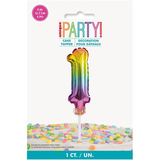 Foil Balloon Cake Topper - Rainbow "1" - The Party Marketplace
