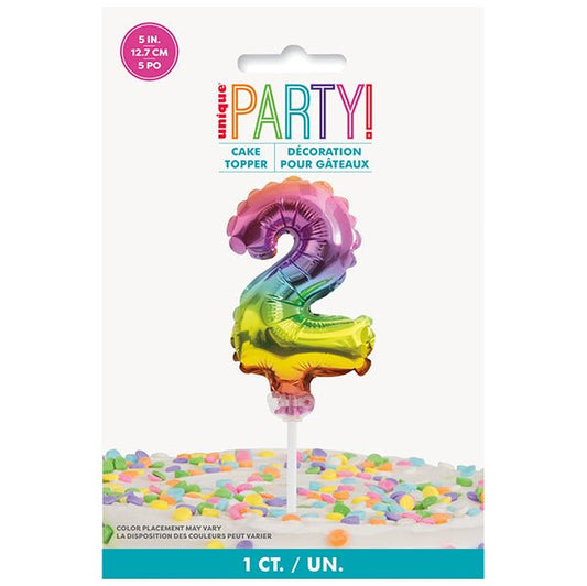 Foil Balloon Cake Topper - Rainbow "2" - The Party Marketplace
