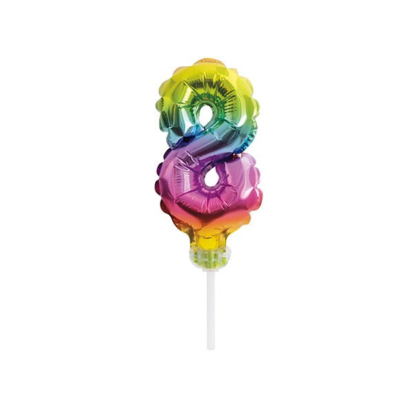 Foil Balloon Cake Topper - Rainbow "8" - The Party Marketplace