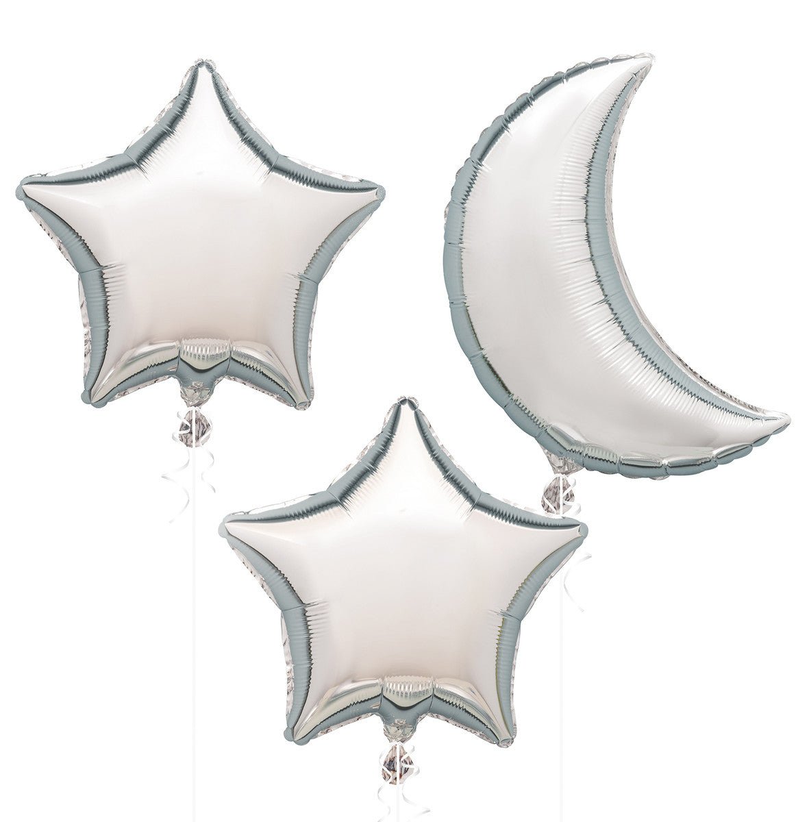 Foil Balloon Kit "Silver Moon & Stars" (3 piece set) - The Party Marketplace