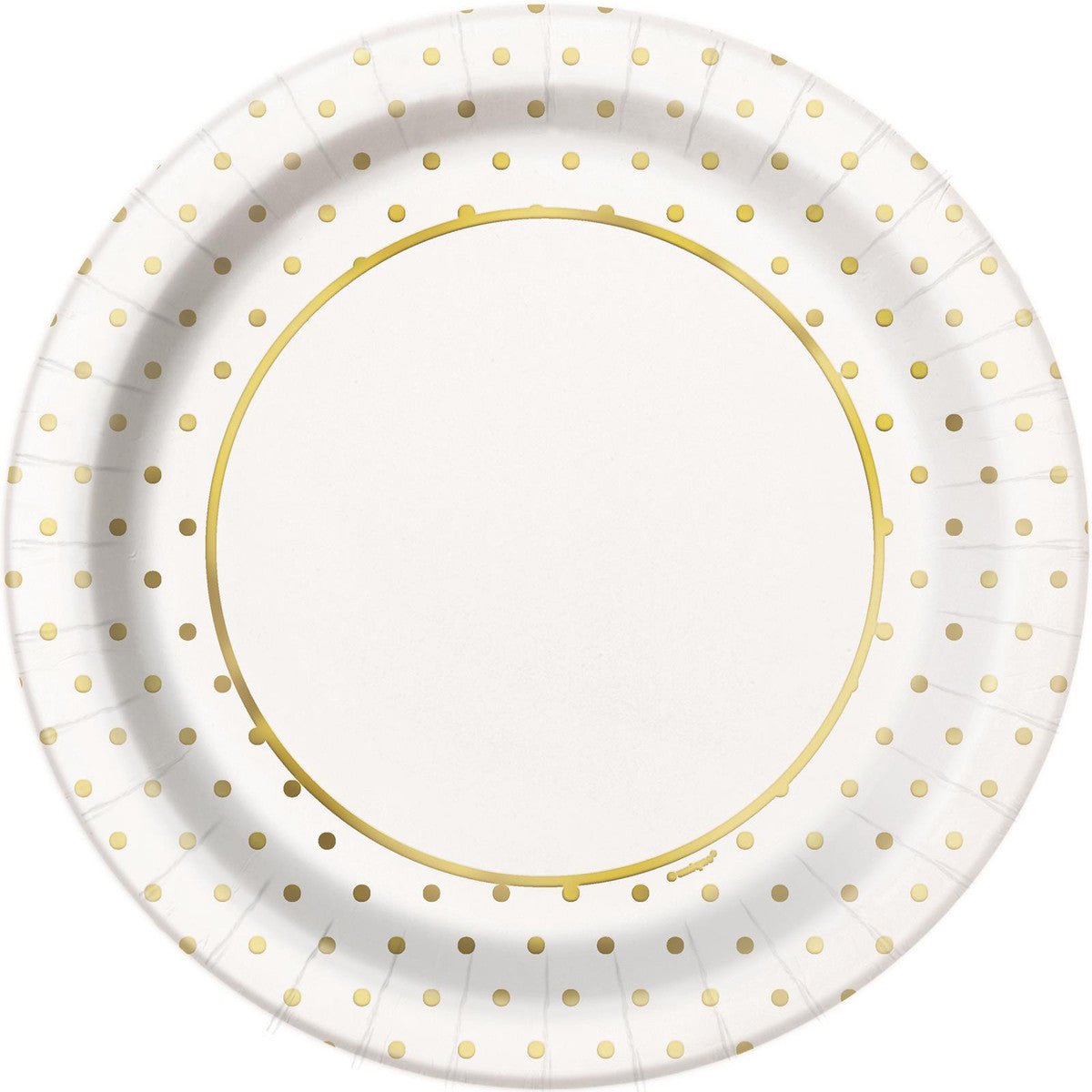 Foil Stamped Mini Dots Gold Paper Plates 23cm (Pack of 8) - The Party Marketplace