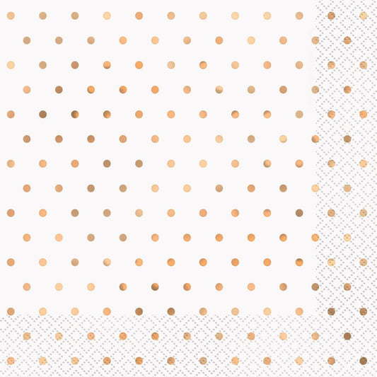 Foil Stamped Mini Dots Rose Gold Luncheon Napkins (Pack of 16) - The Party Marketplace