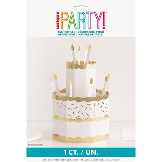 Foil Stamped Popup Cake Shaped Centrepiece Decoration 31cm - The Party Marketplace