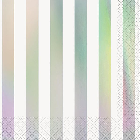 Foil Stamped Stripes Iridescent Luncheon Napkins (Pack of 16) - The Party Marketplace