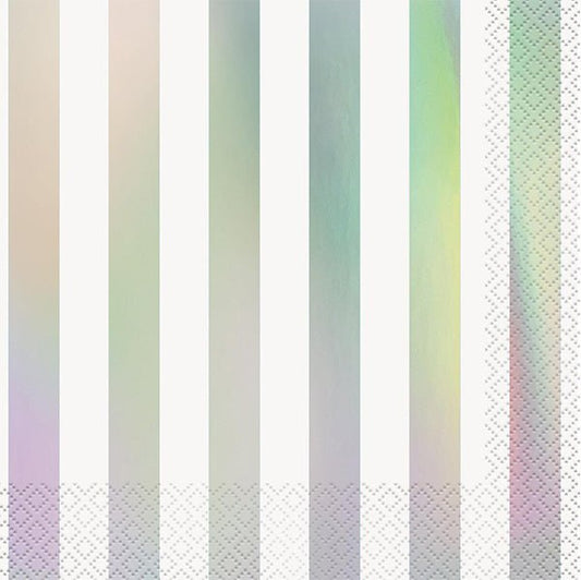 Foil Stamped Stripes Iridescent Luncheon Napkins (Pack of 16) - The Party Marketplace
