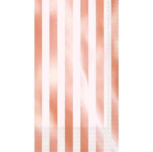 Foil Stamped Stripes Rose Gold Guest Napkins (Pack of 16) - The Party Marketplace