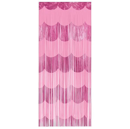 Fringe Door Curtain - Pink Scallop - The Party Marketplace
