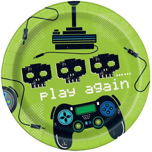 Gamer Birthday Paper Plates 18cm (Pack of 8) - The Party Marketplace