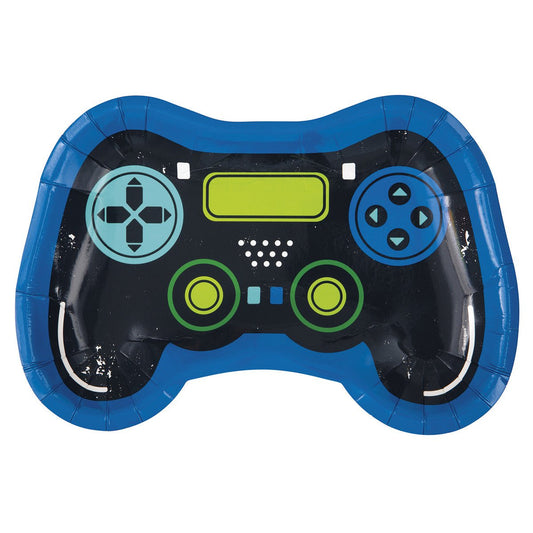 Gamer Birthday Shaped Paper Plates (Pack of 8) - The Party Marketplace