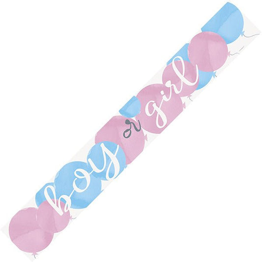 Gender Reveal "Boy Or Girl" Foil Banner - 2.74m - The Party Marketplace