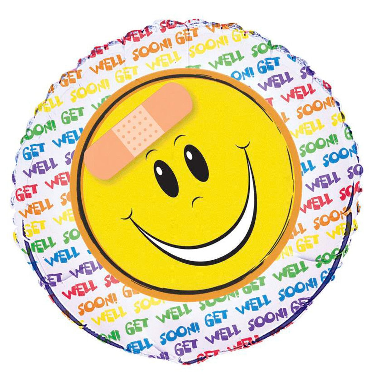 "Get Well Soon" Smile Foil Balloon 45cm - The Party Marketplace