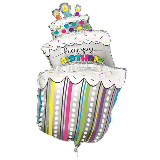Giant Birthday Cake Foil Balloon 104cm - The Party Marketplace