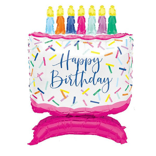 Giant Birthday Cake Standing Foil Balloon 58.4cm - The Party Marketplace