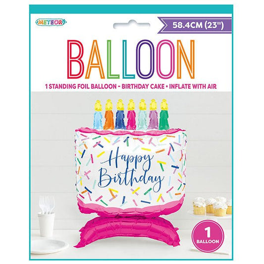 Giant Birthday Cake Standing Foil Balloon 58.4cm - The Party Marketplace