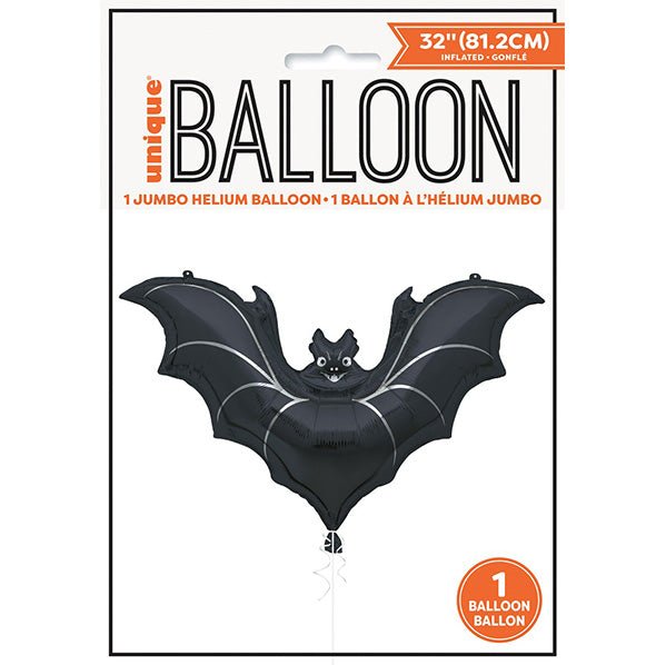 Giant Black Bat Foil Balloon 81.2cm - The Party Marketplace