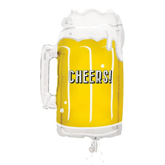 Giant "Cheers" Beer Mug Foil Balloon 53.3cm - The Party Marketplace