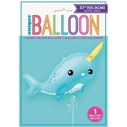 Giant Narwhal Foil Balloon 93.9cm - The Party Marketplace