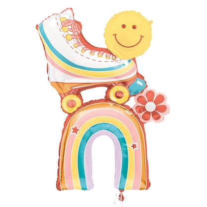 Giant Rainbow & Roller Skate Foil Balloon 101cm - The Party Marketplace