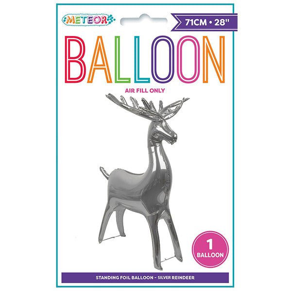 Giant Standing Air Filled Reindeer Foil Balloon 71cm - Silver - The Party Marketplace