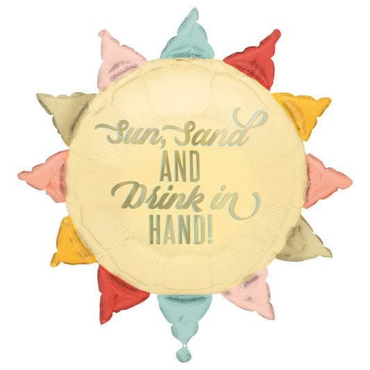 Giant "Sun, Sand and Drink in Hand" Foil Balloon 76.2cm - The Party Marketplace