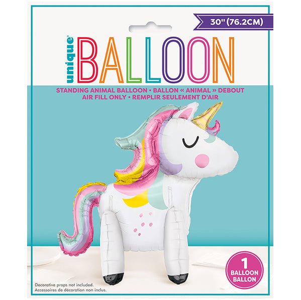 Giant Unicorn Standing Foil Balloon 76.2cm - The Party Marketplace
