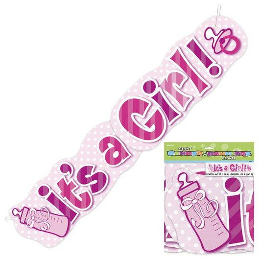 Girl Baby Shower "It's A Girl" Giant Jointed Banner - 1.36m - The Party Marketplace