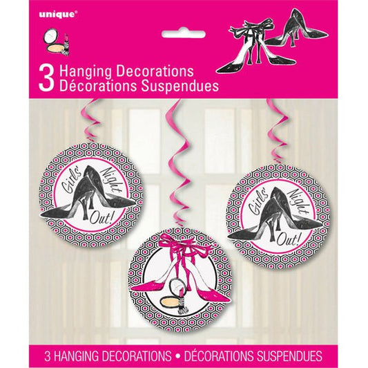 Girls Night Out Hanging Swirl Decorations (Pack of 3) - The Party Marketplace