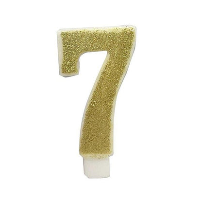 Glitter Gold Numeral Candle - 7 - The Party Marketplace