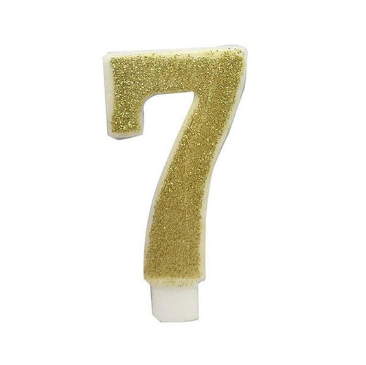 Glitter Gold Numeral Candle - 7 - The Party Marketplace