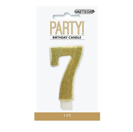 Glitter Gold Numeral Candle - 7 - The Party Marketplace
