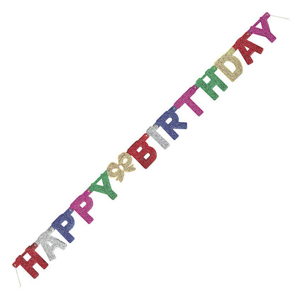 Glitter "Happy Birthday" Jointed Banner - 1.37m - The Party Marketplace
