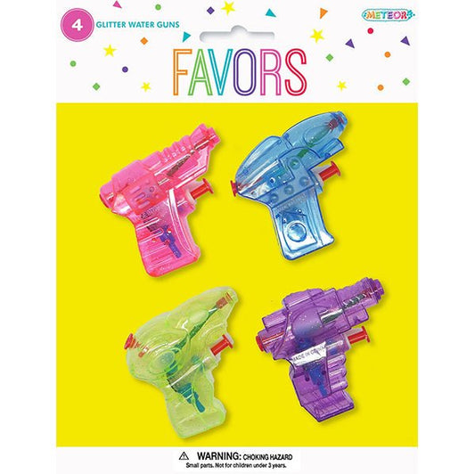Glitter Water Pistols (Pack of 4) - The Party Marketplace