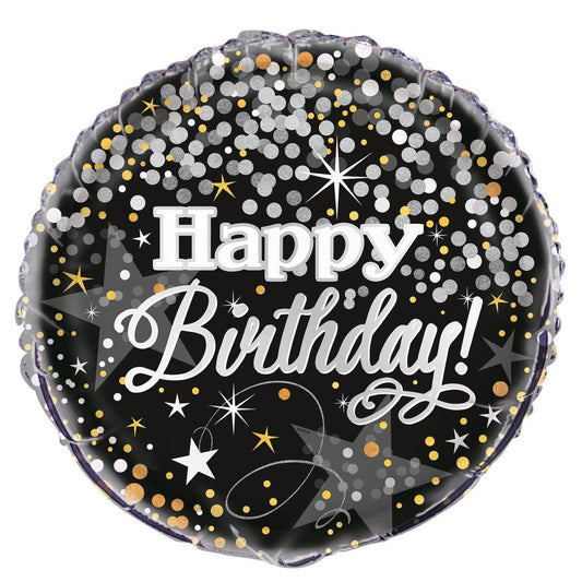 Glittering "Happy Birthday" Foil Balloon 45cm - The Party Marketplace