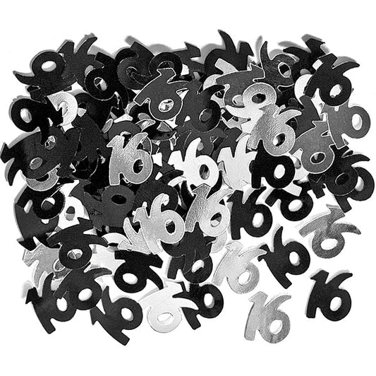 Glitz Black "16" Confetti (14g) - The Party Marketplace