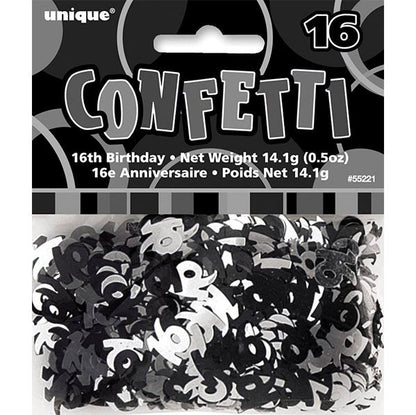 Glitz Black "16" Confetti (14g) - The Party Marketplace