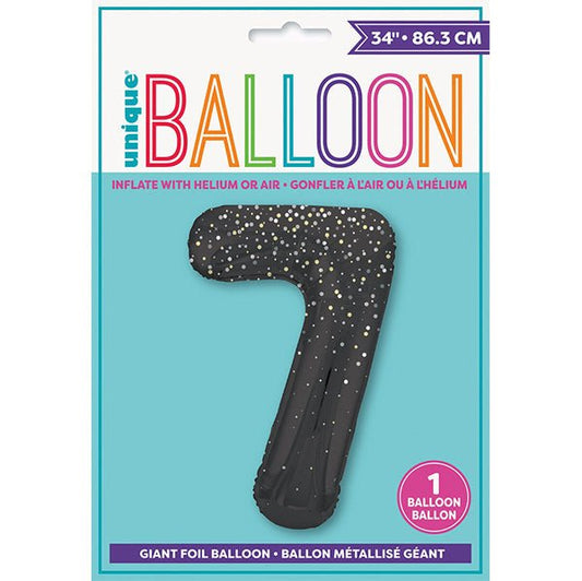 Glitz Black "7" Numeral Foil Balloon (86cm) - The Party Marketplace