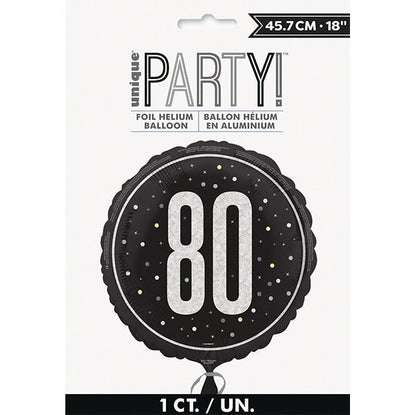 Glitz Black "80" Foil Prismatic Balloon 45cm - The Party Marketplace