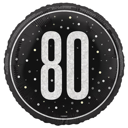 Glitz Black "80" Foil Prismatic Balloon 45cm - The Party Marketplace