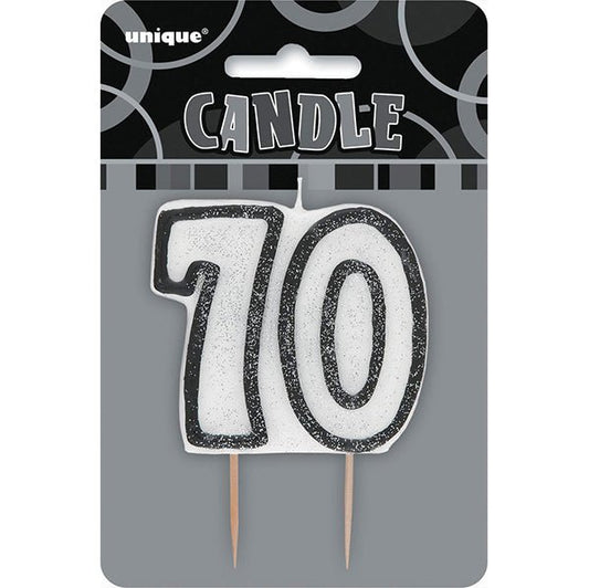 Glitz Black Numeral Pick Candle - 70 - The Party Marketplace