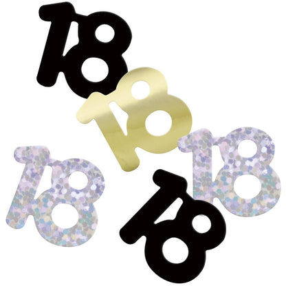 Glitz Black, Silver & Gold "18" Confetti (14g) - The Party Marketplace