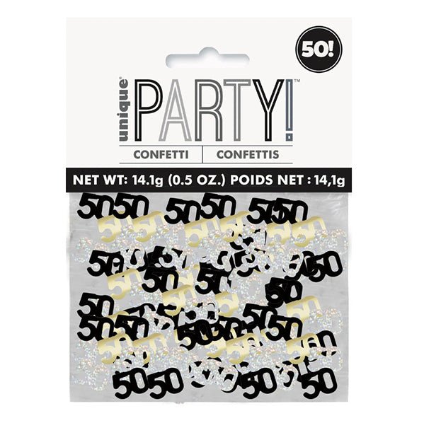 Glitz Black, Silver & Gold "50" Confetti (14g) - The Party Marketplace