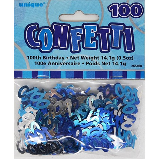 Glitz Blue "100" Confetti (14g) - The Party Marketplace