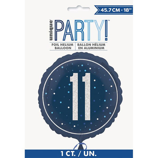 Glitz Blue "11" Foil Prismatic Balloon 45cm - The Party Marketplace
